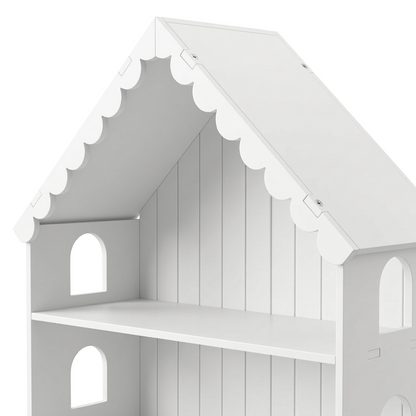 2-Tier Kids Bookshelf House Shaped with Roof and Windows