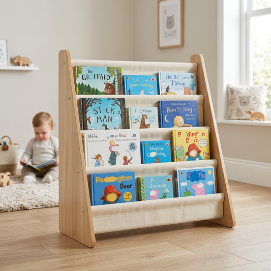 4-Tier Kids Bookshelf Fabric Rack