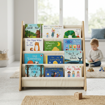 4-Tier Kids Bookshelf Fabric Rack