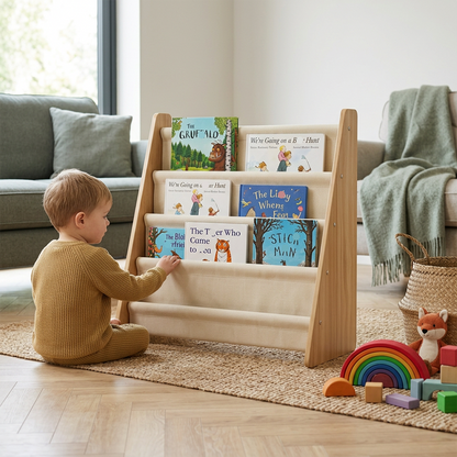 4-Tier Kids Bookshelf Fabric Rack