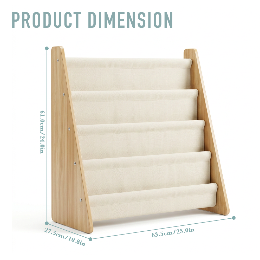 4-Tier Kids Bookshelf Fabric Rack