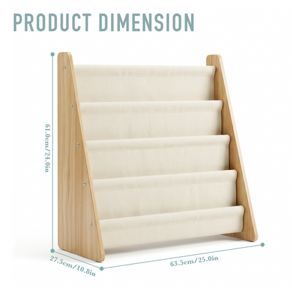 4-Tier Kids Bookshelf Fabric Rack