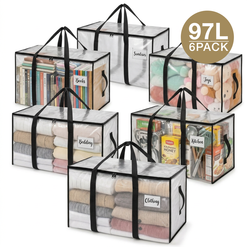100L Clear Storage Bags Set