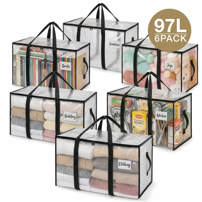 100L Clear Storage Bags Set