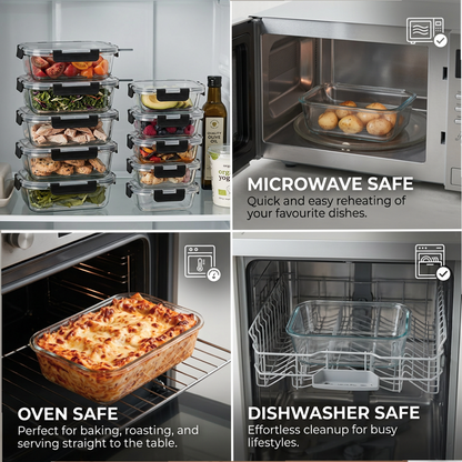 Glass Meal Prep Containers 10-Pack