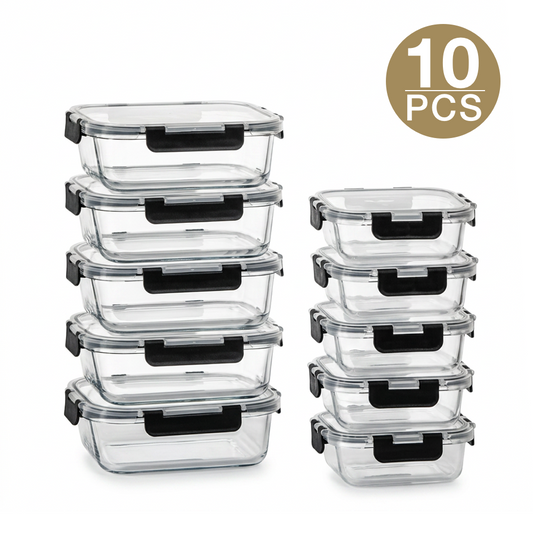 Glass Meal Prep Containers 10-Pack