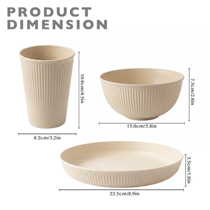 18pcs Wheat Straw Dinnerware Set for 6