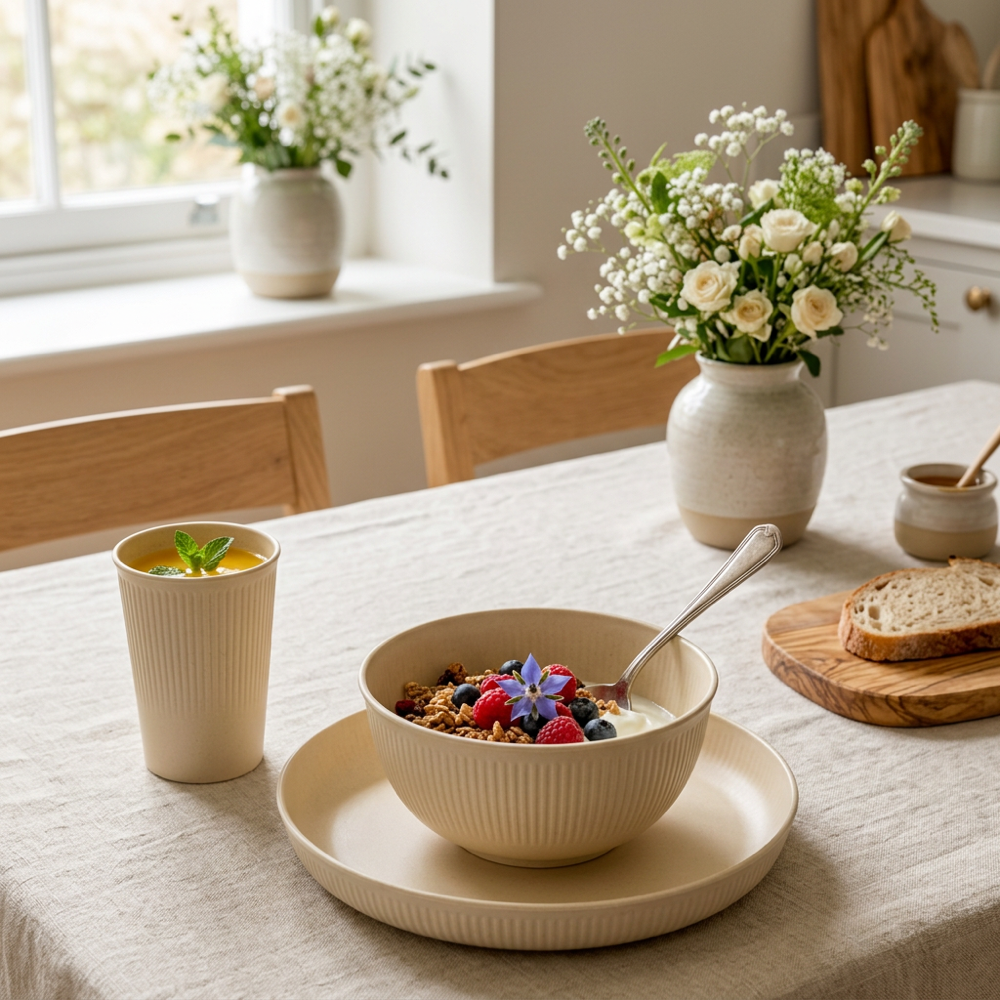 18pcs Wheat Straw Dinnerware Set for 6
