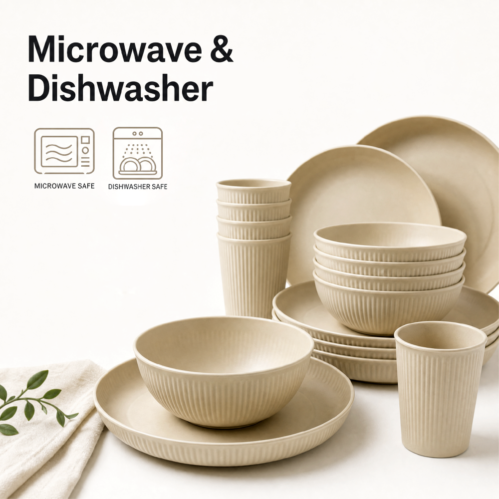 18pcs Wheat Straw Dinnerware Set for 6