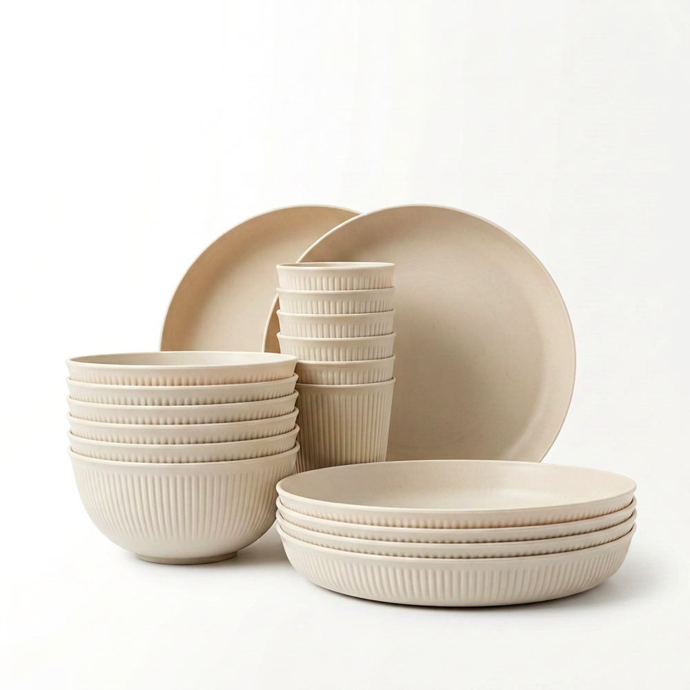 18pcs Wheat Straw Dinnerware Set for 6