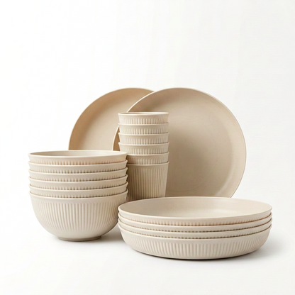 18pcs Wheat Straw Dinnerware Set for 6