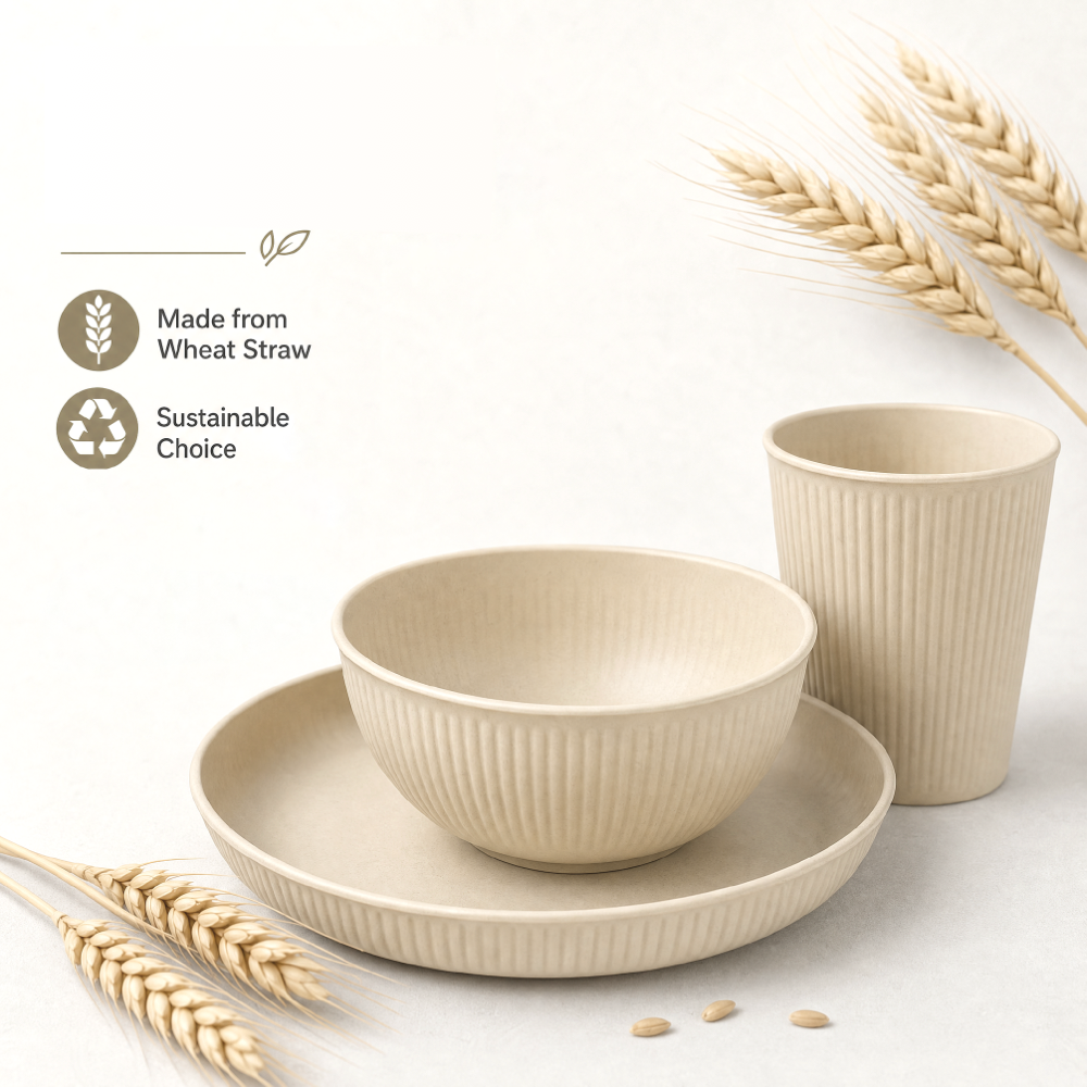 18pcs Wheat Straw Dinnerware Set for 6
