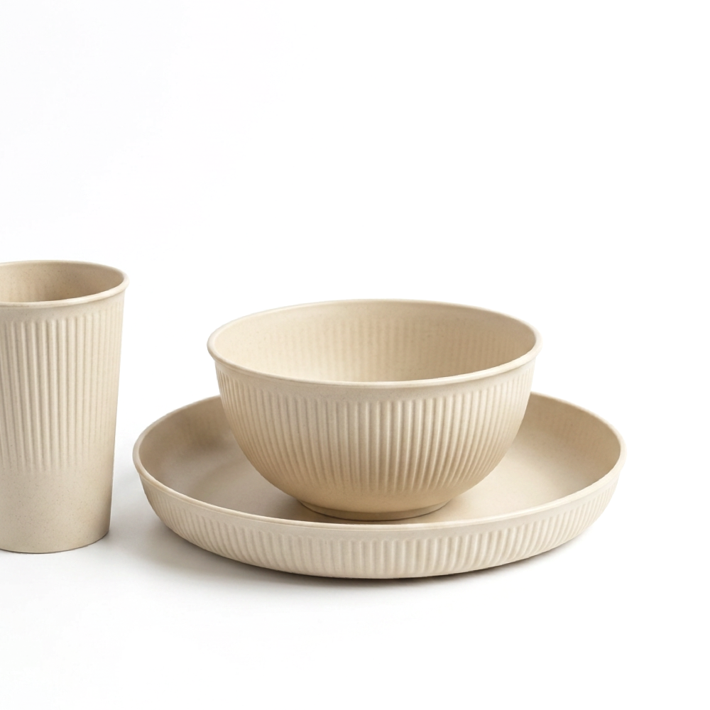 18pcs Wheat Straw Dinnerware Set for 6