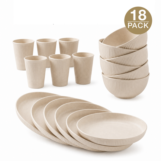 18pcs Wheat Straw Dinnerware Set for 6