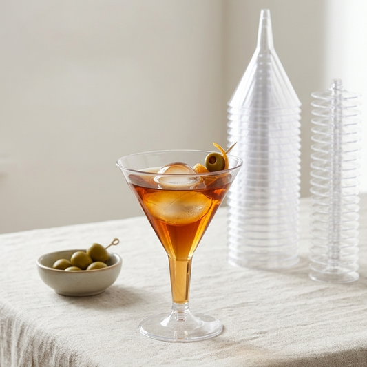 24/48 Reusable Plastic Martini Glasses Set 210ml