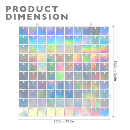 Sequin Backdrop Set for Party Decoration and Photography- Holographic