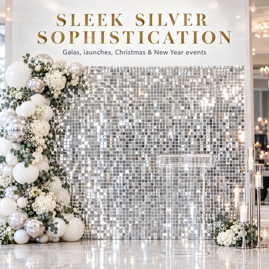Sequin Backdrop for Party Photography - Silver