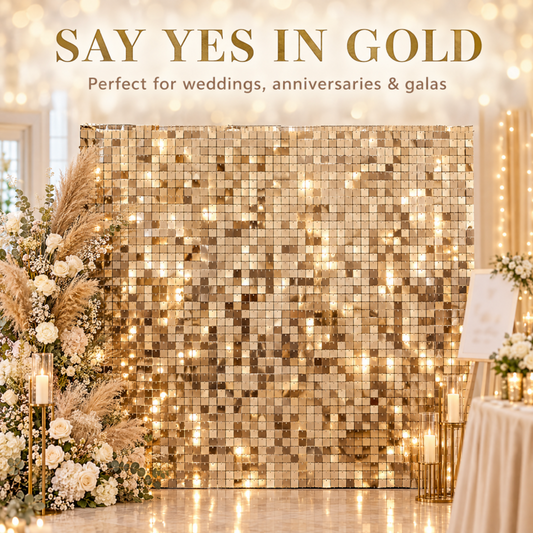 Sequin Backdrop Set for Party Photography- Champagne
