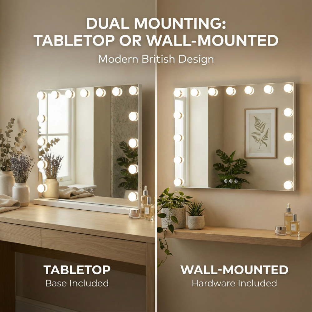 Hollywood Vanity Mirror with Dimmable Lights 80x60cm