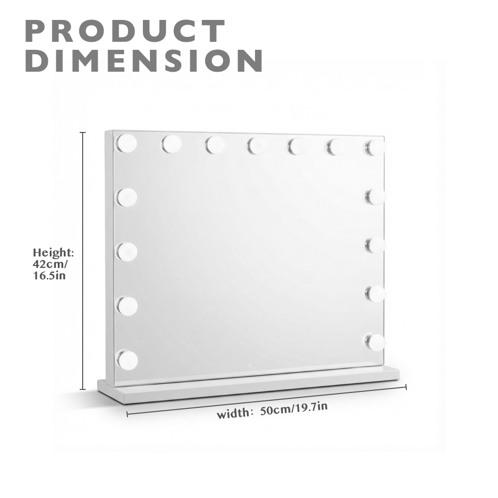 Hollywood Vanity Mirror with Dimmable Lights 50x42cm