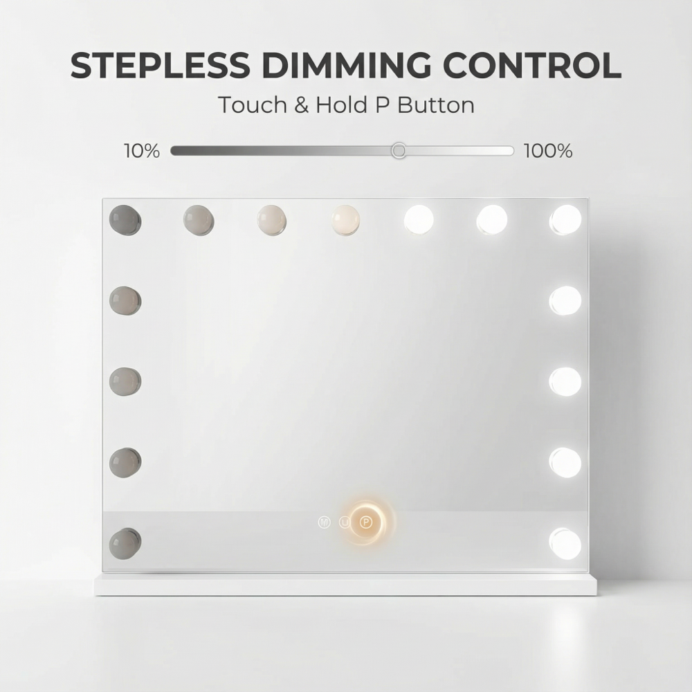 Hollywood Vanity Mirror with Dimmable Lights 80x60cm
