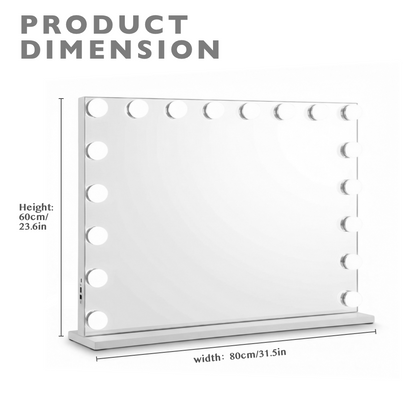 Hollywood Vanity Mirror with Dimmable Lights 80x60cm