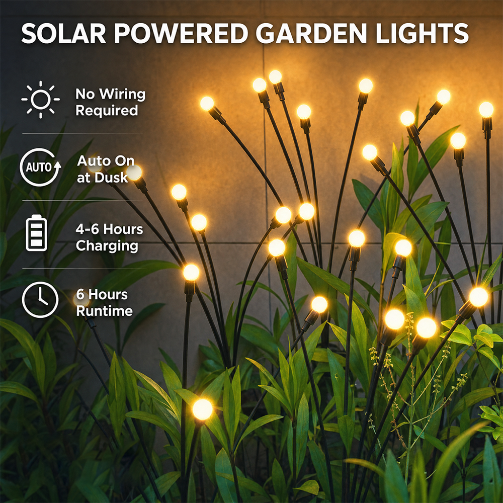 2/4 pcs Solar Firefly Lawn Lights Set