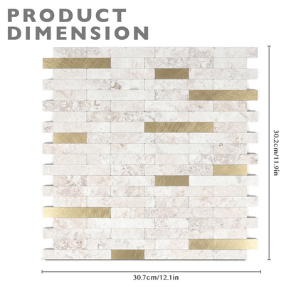 Set of 10 Aluminum Wall Tile Sticker - Beige Gold