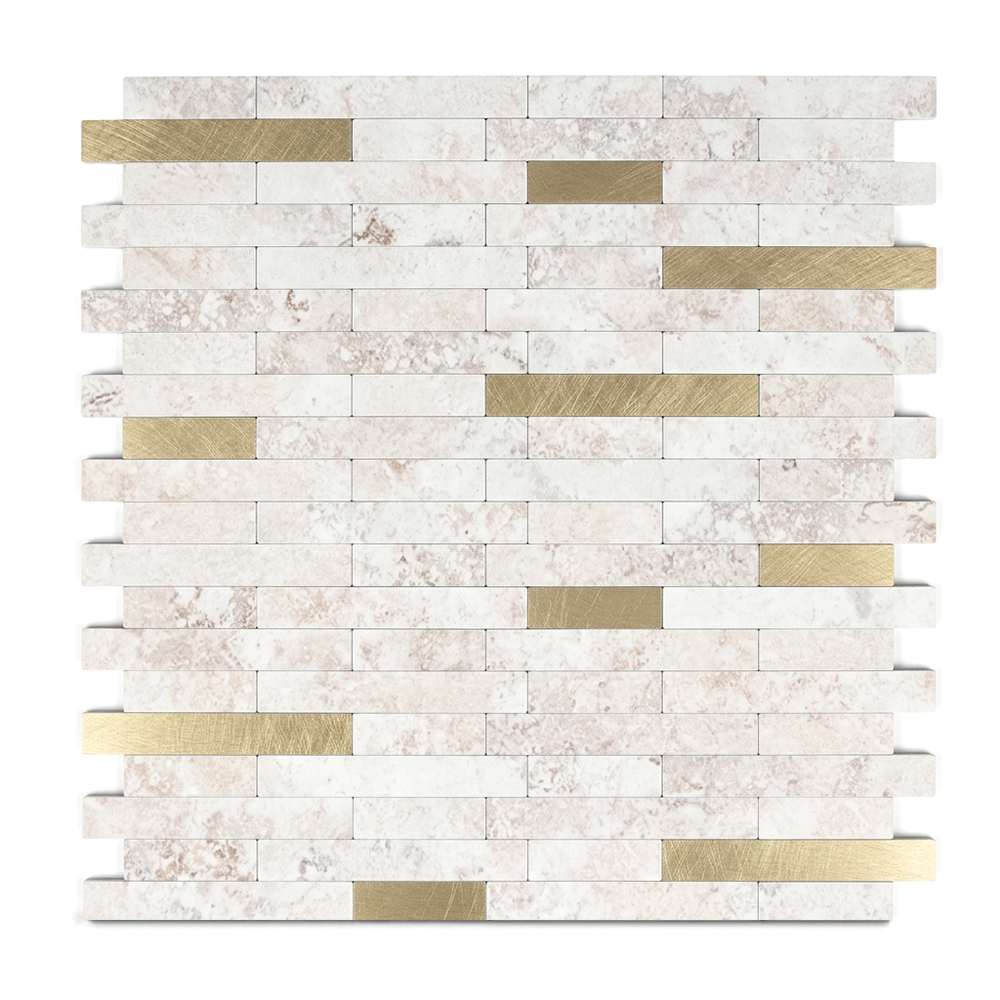 Set of 10 Aluminum Wall Tile Sticker - Beige Gold
