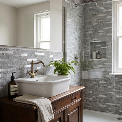 Set of 10 Aluminum Wall Tile Sticker - Gray Silver