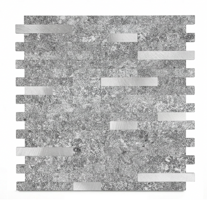 Set of 10 Aluminum Wall Tile Sticker - Gray Silver