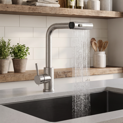Waterfall Kitchen Mixer Tap with Pull Down Sprayer