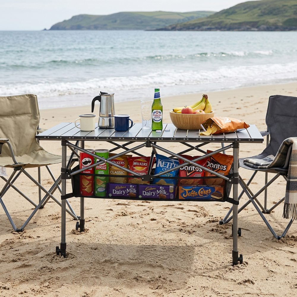 120cm Camping Table with Storage Pouch - Black