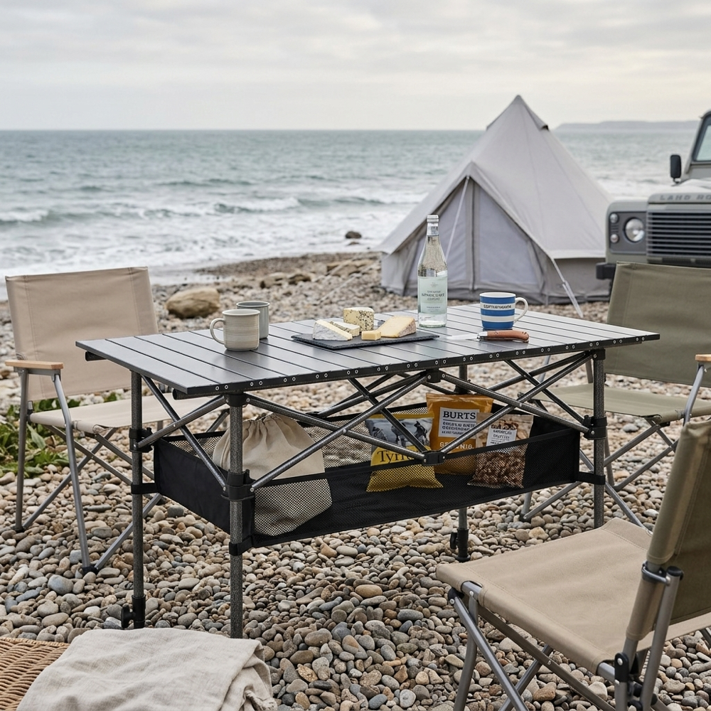 120cm Camping Table with Storage Pouch - Black