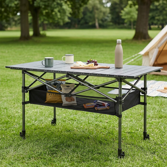 120cm Camping Table with Storage Pouch - Black