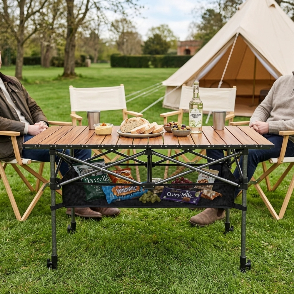 120cm Camping Table with Storage Pouch - Wood