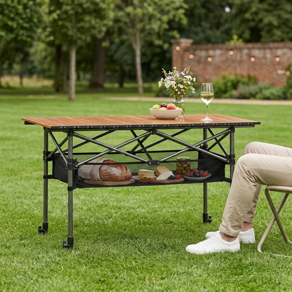 120cm Camping Table with Storage Pouch - Wood