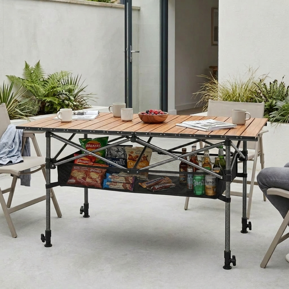 120cm Camping Table with Storage Pouch - Wood