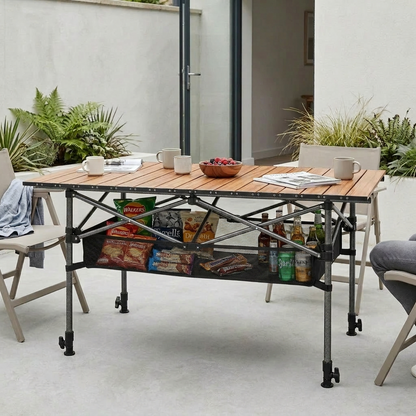 120cm Camping Table with Storage Pouch - Wood