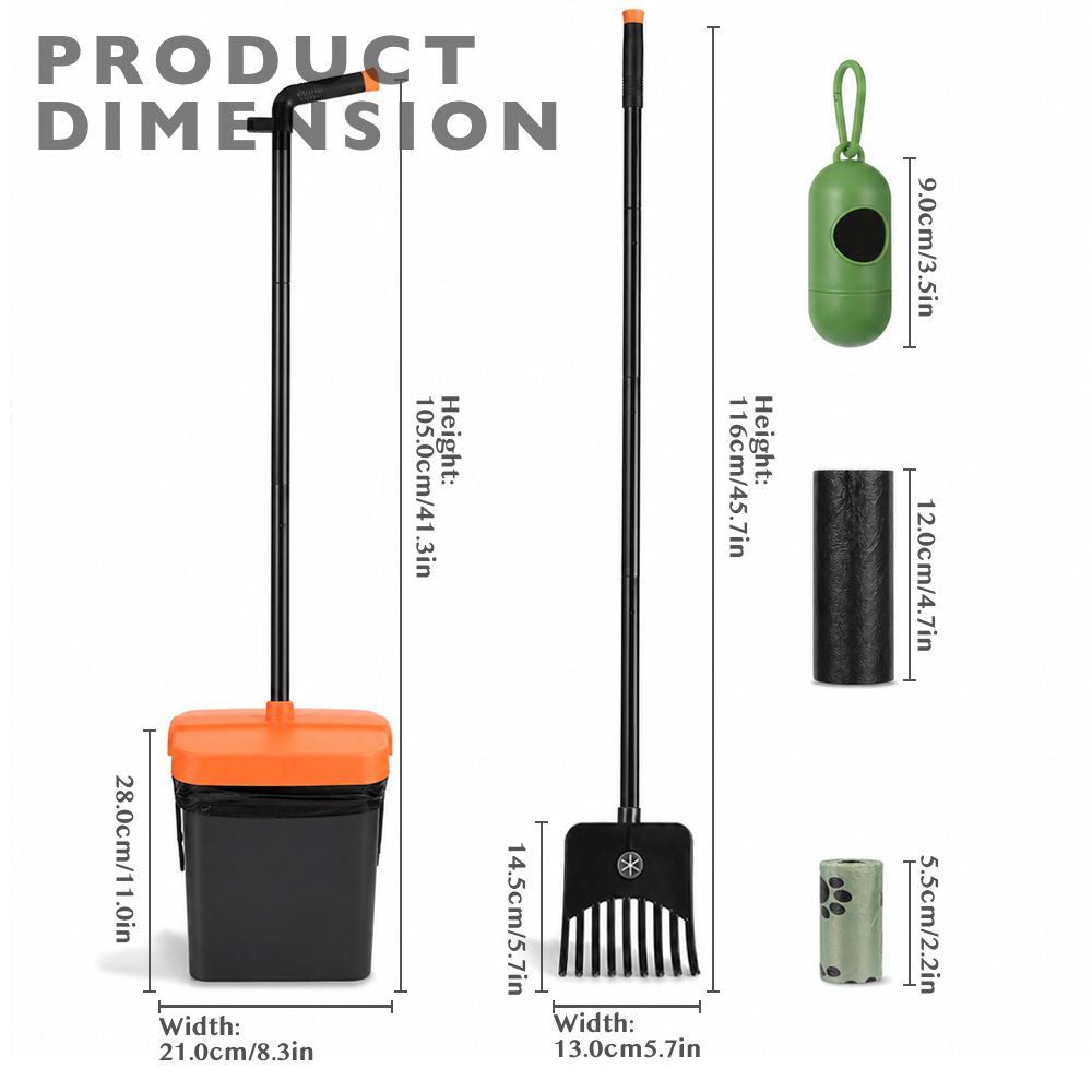 Long Handle Pet Poo Scooper & Rake Set