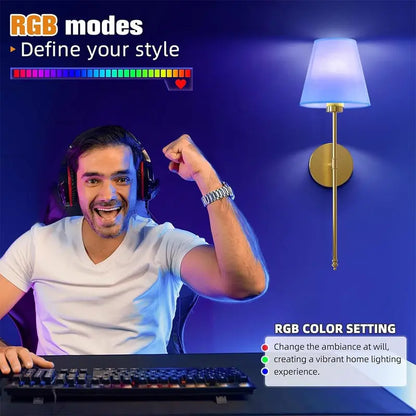 2pcs Rechargeable Wall Mounted Light, RGB Color