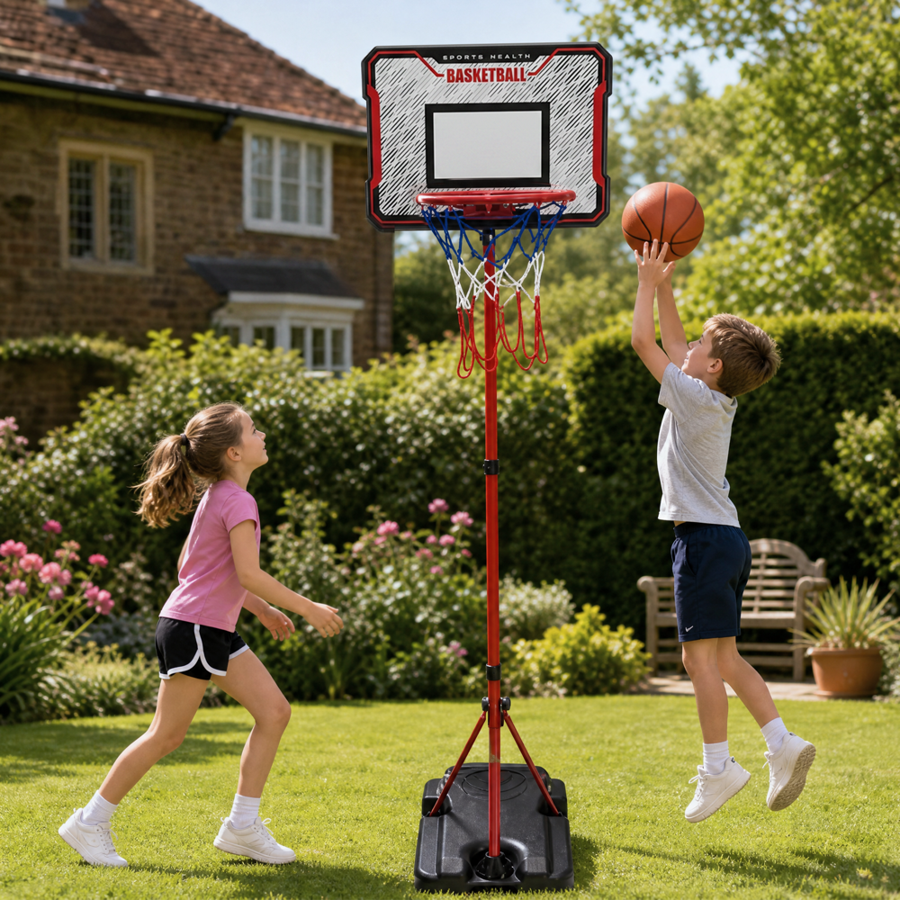 Kids 2-in-1 Basketball Hoop & Dartboard Adjustable Stand