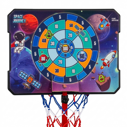 Kids 2-in-1 Basketball Hoop & Dartboard Adjustable Stand