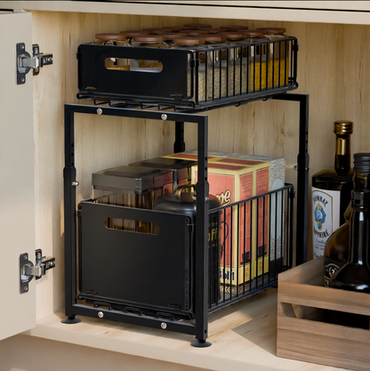 2-Tier Pull-Out Storage Rack for Kitchen Cabinet