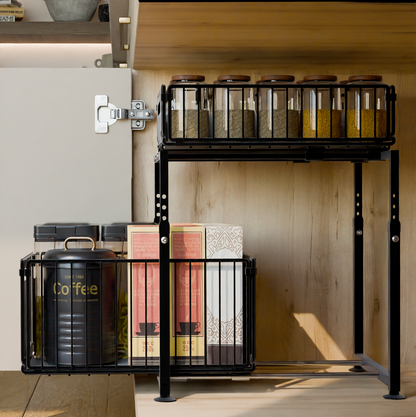 2-Tier Pull-Out Storage Rack for Kitchen Cabinet