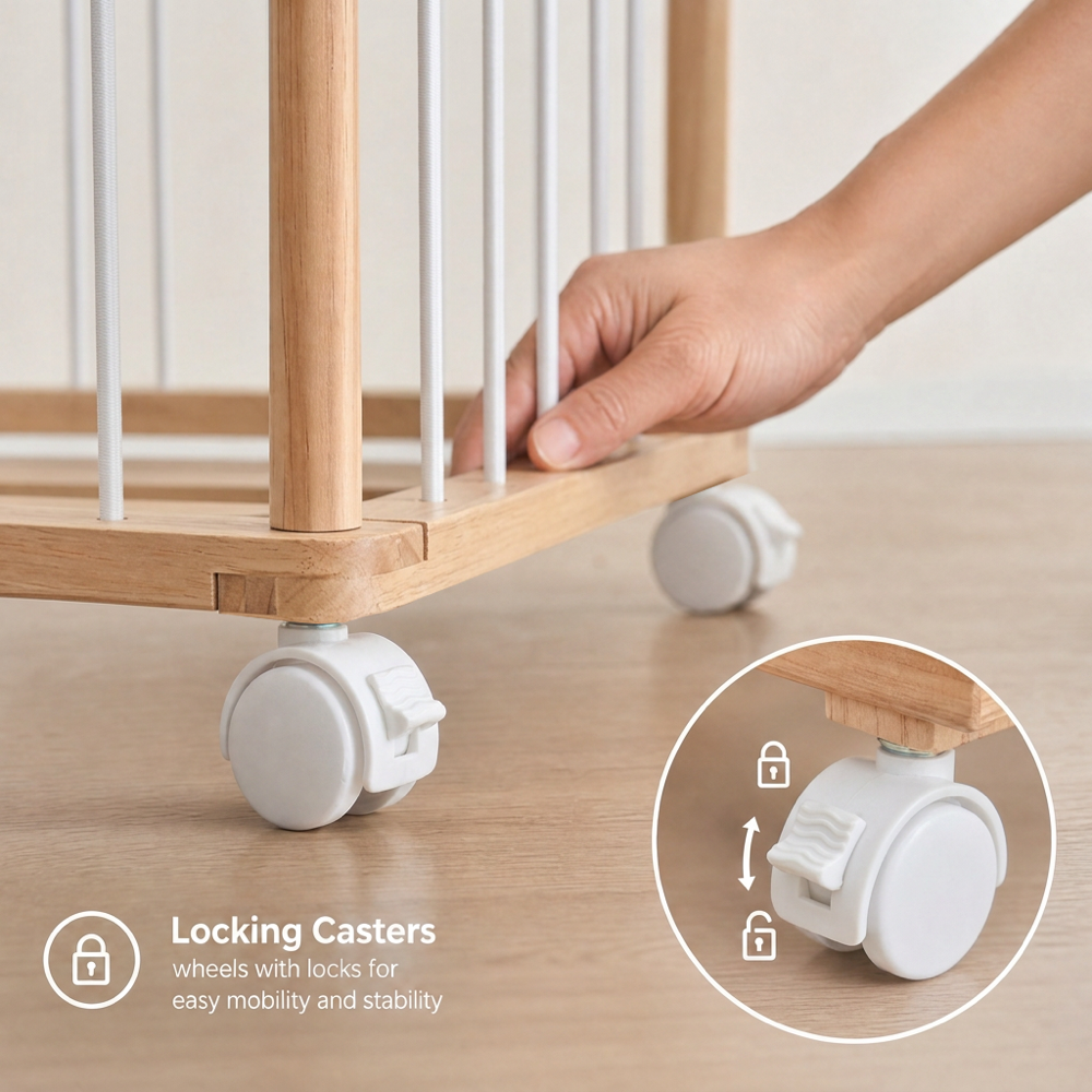 137cm Wooden Plush Storage Organizer with Wheels