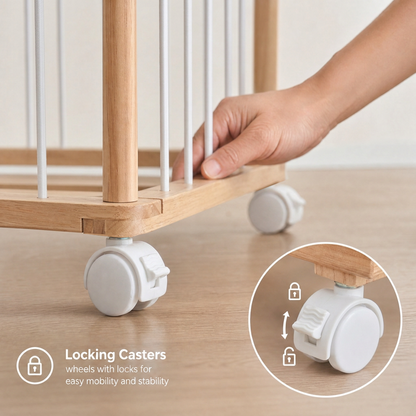 137cm Wooden Plush Storage Organizer with Wheels