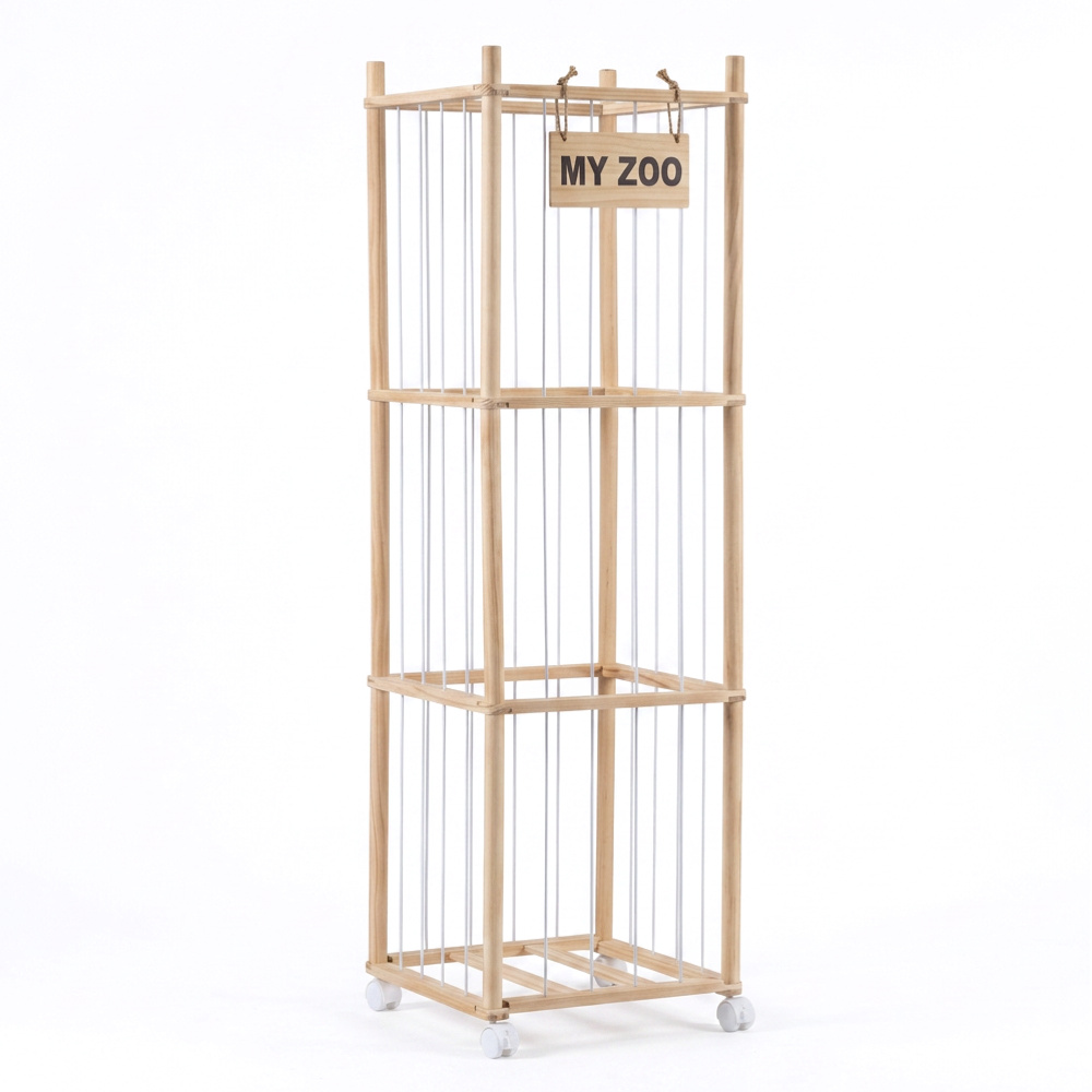 137cm Wooden Plush Storage Organizer with Wheels