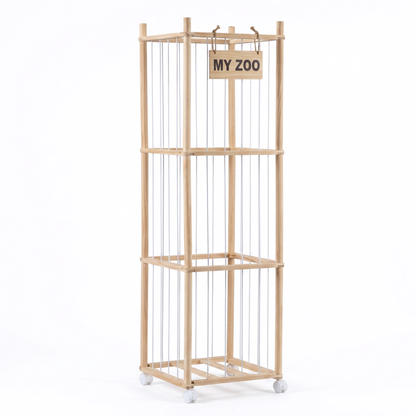 137cm Wooden Plush Storage Organizer with Wheels