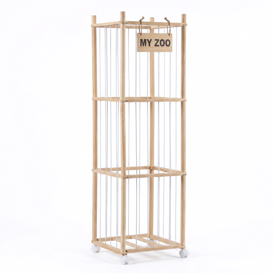 137cm Wooden Plush Storage Organizer with Wheels